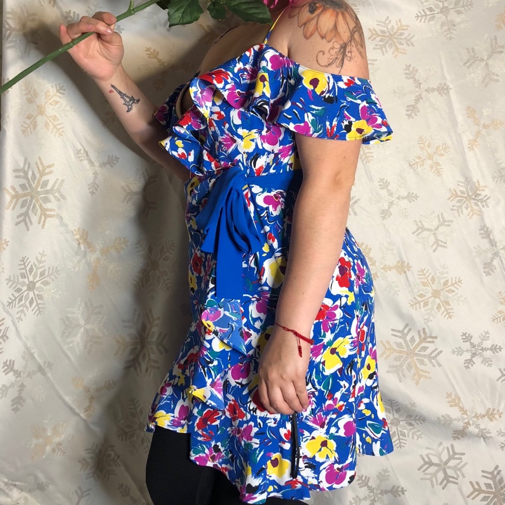 Topshop Wrap Blue Floral Dress | 8